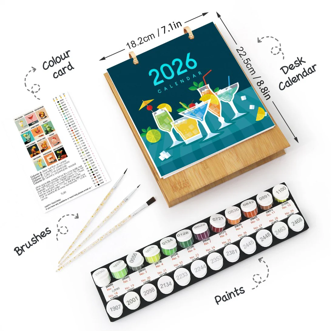 2026 Paint by Numbers desk Calendar | Deluxe Cocktail Edition - Image 5