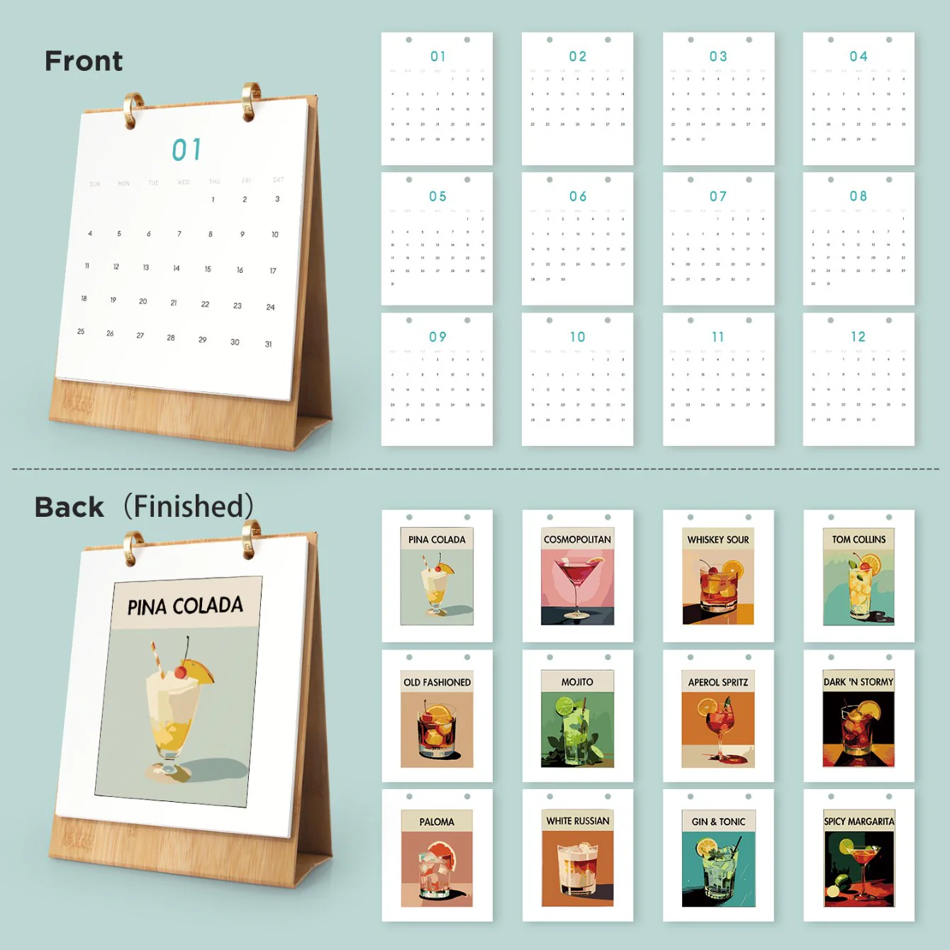 2026 Paint by Numbers desk Calendar | Deluxe Cocktail Edition - Image 6