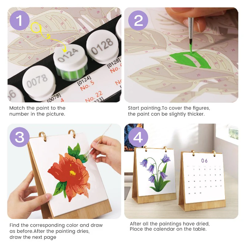 2026 Paint by Numbers desk Calendar | Flowers Edition - Image 22