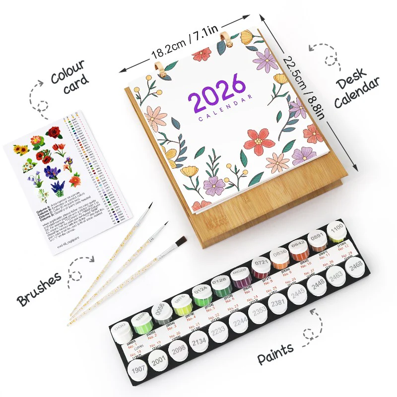 2026 Paint by Numbers desk Calendar | Flowers Edition - Image 3