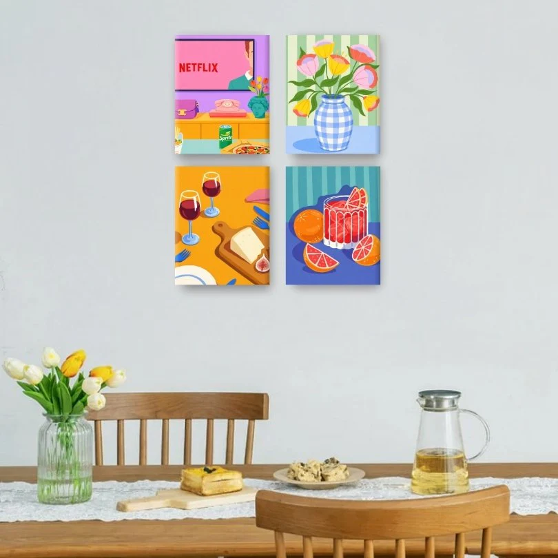 4 Mini Paintings - Cozy Moments Set - Image 2