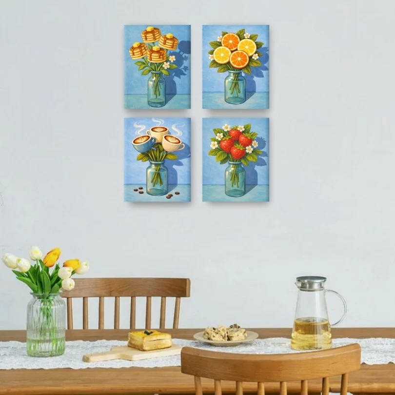 4 Mini Paintings - Fantasy Flowers Set - Image 2
