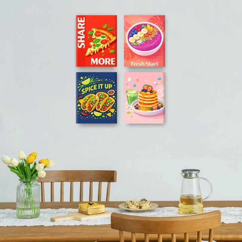 4 Mini Paintings - Favorite Food Set - Image 2