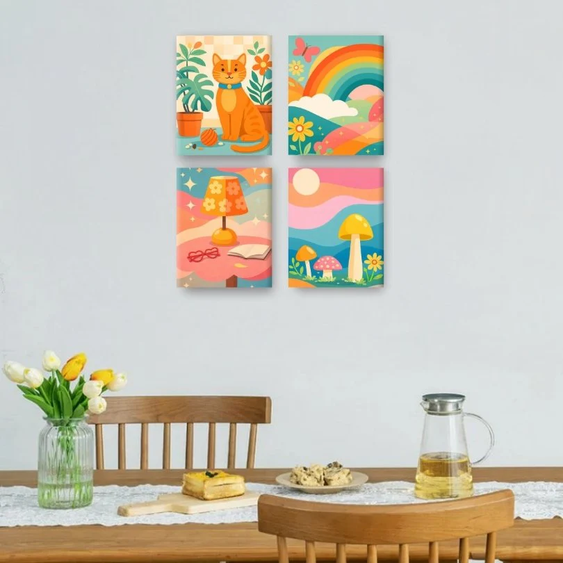 4 Mini Paintings - Rainbow Dreams Set - Image 2