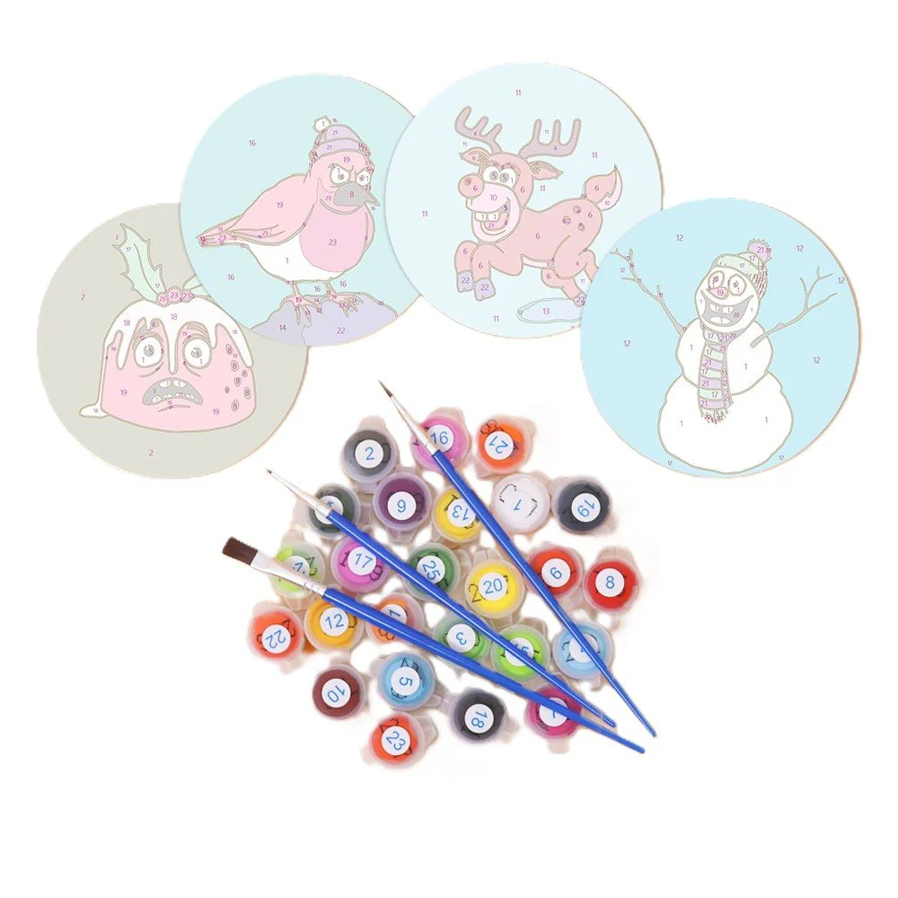 4 Paint by Number Coasters – Crazy Christmas Set - Image 11