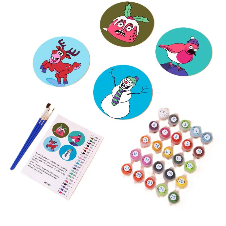 4 Paint by Number Coasters – Crazy Christmas Set - Image 2