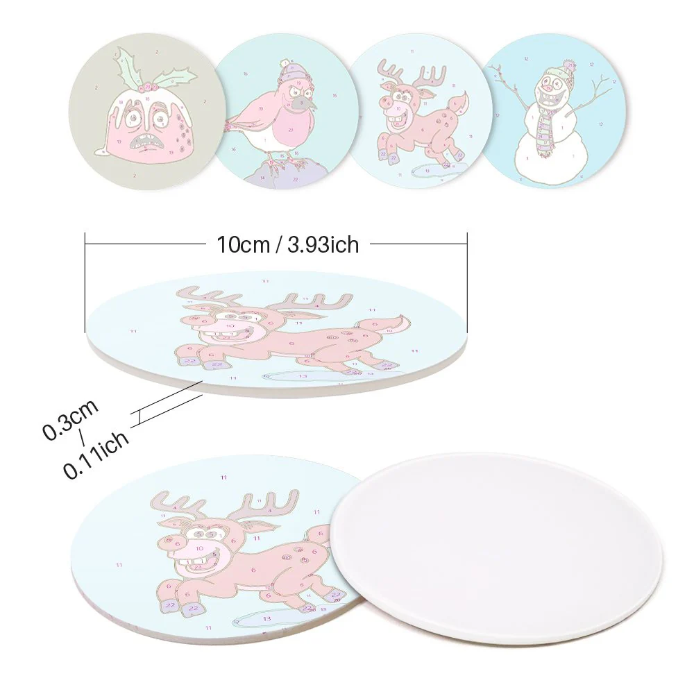 4 Paint by Number Coasters – Crazy Christmas Set - Image 3
