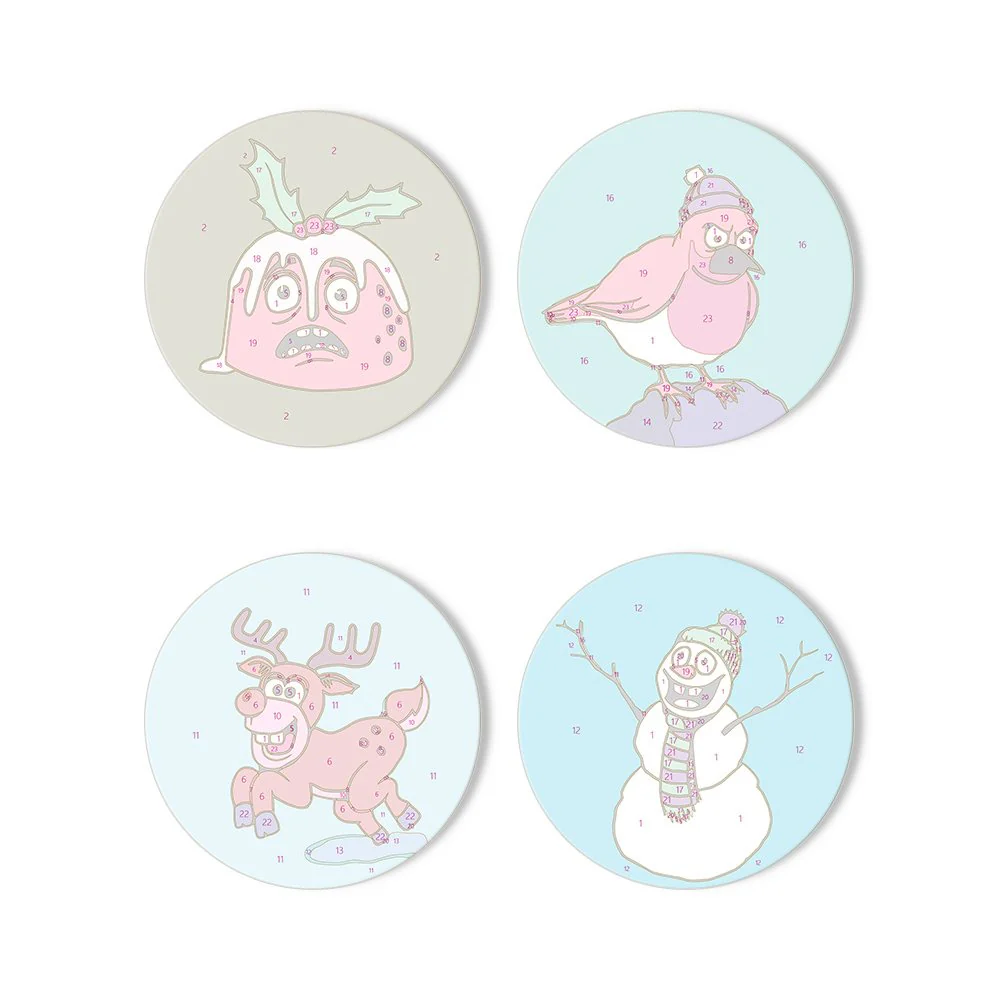 4 Paint by Number Coasters – Crazy Christmas Set - Image 4