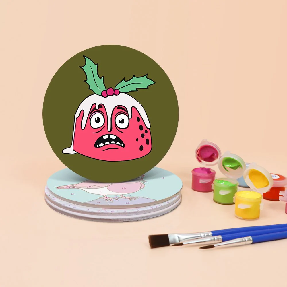 4 Paint by Number Coasters – Crazy Christmas Set - Image 9