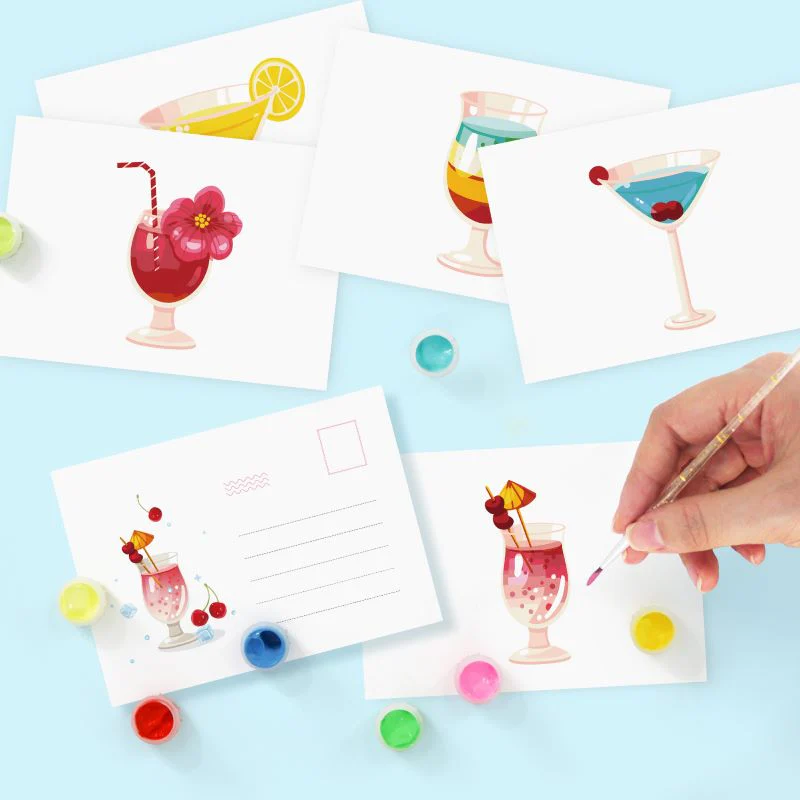 5 Postcards – Cocktail Set | Paint by Number - Image 4