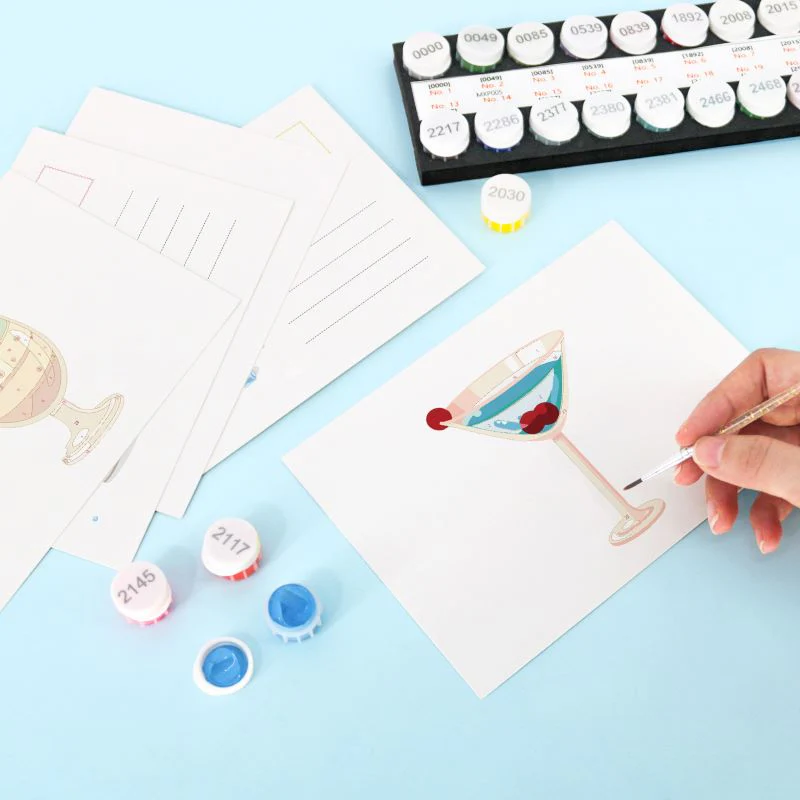 5 Postcards – Cocktail Set | Paint by Number - Image 9