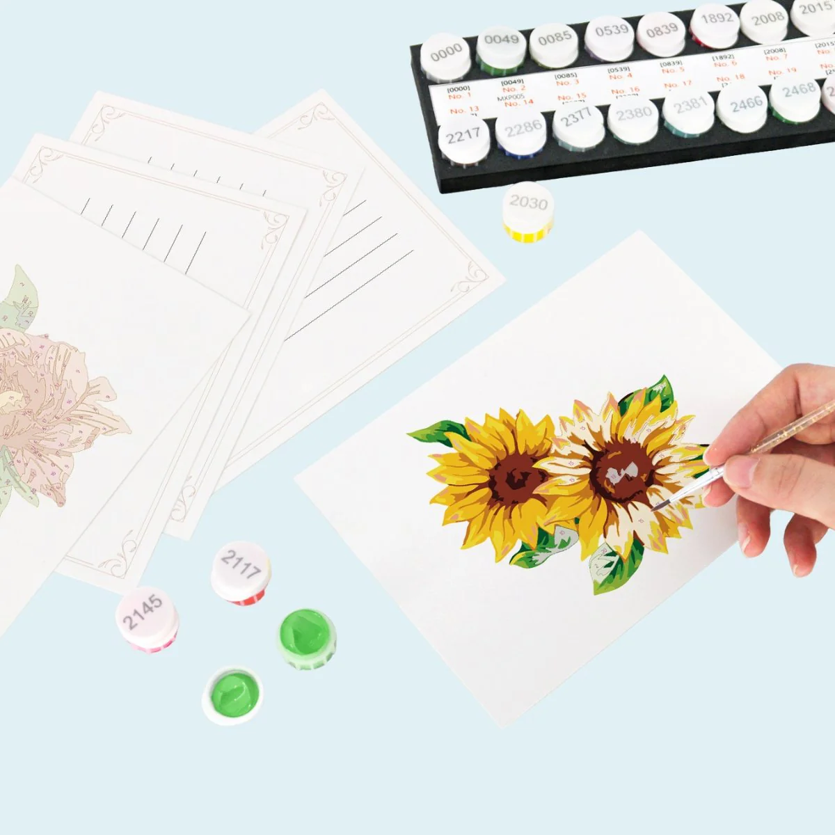 5 Postcards – Flowers Set | Paint by Number - Image 3