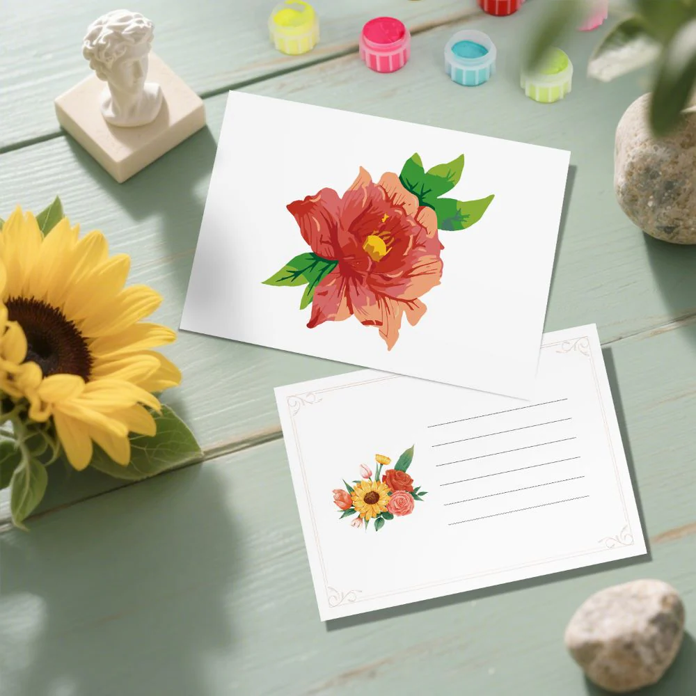 5 Postcards – Flowers Set | Paint by Number - Image 6