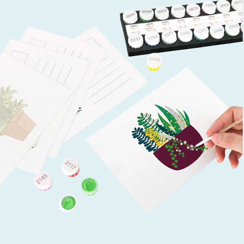 5 Postcards – Houseplants Set | Paint by Number - Image 4