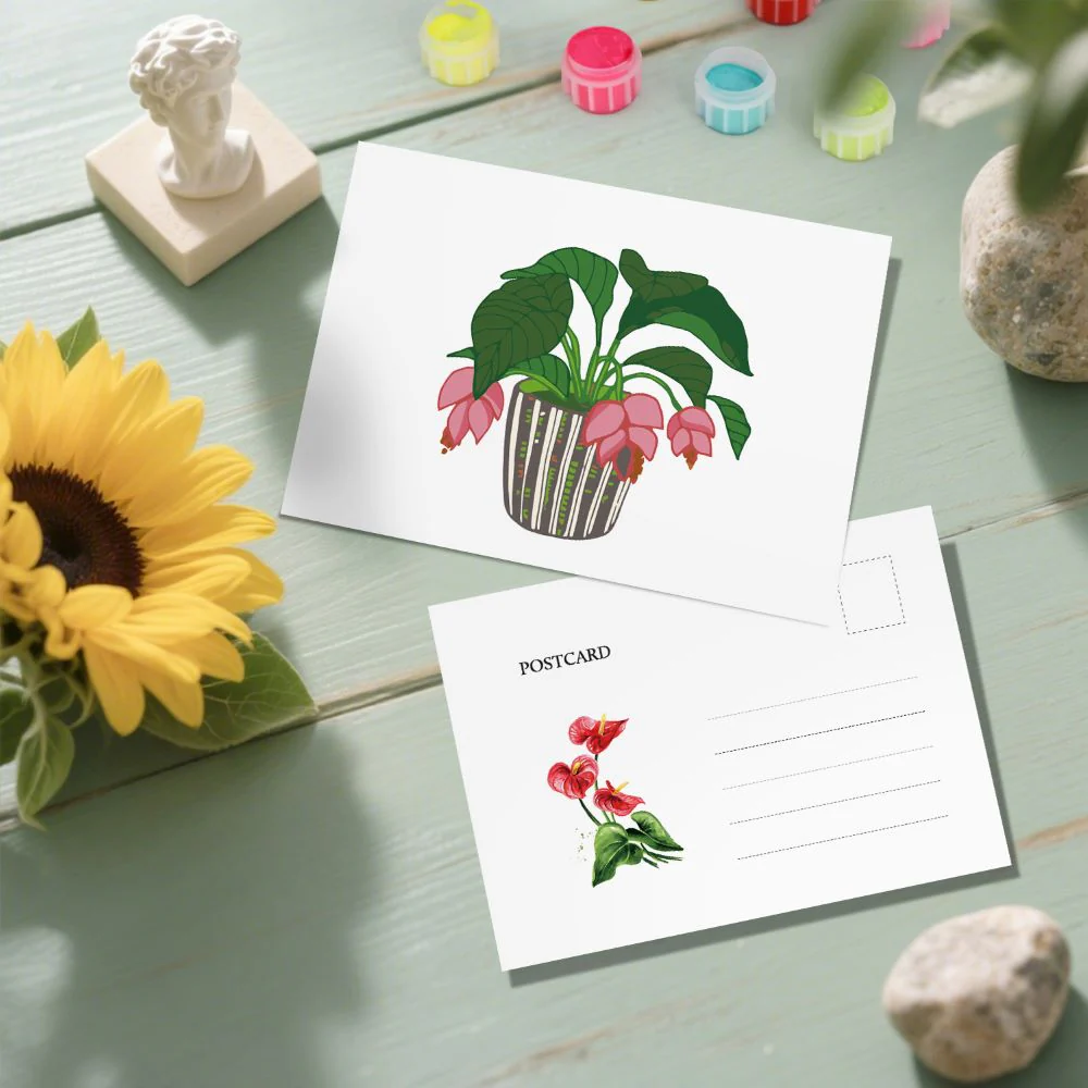 5 Postcards – Houseplants Set | Paint by Number - Image 6
