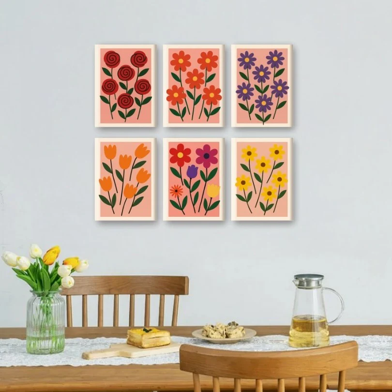 6 Mini Paintings - Aesthethic Flower Set - Image 2