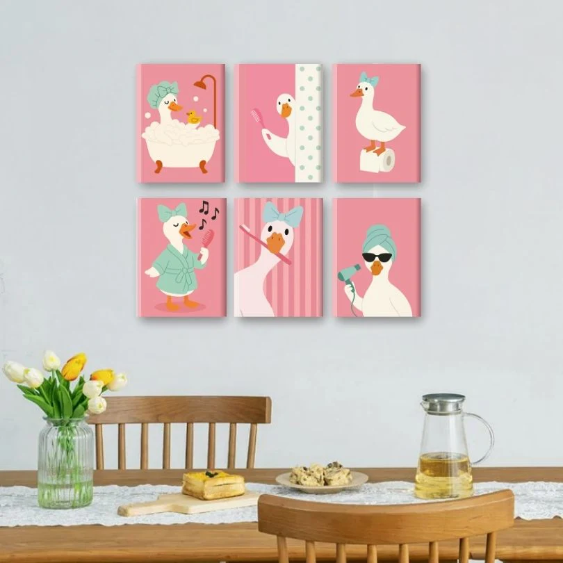 6 Mini Paintings - Bathroom Goose Set - Image 2