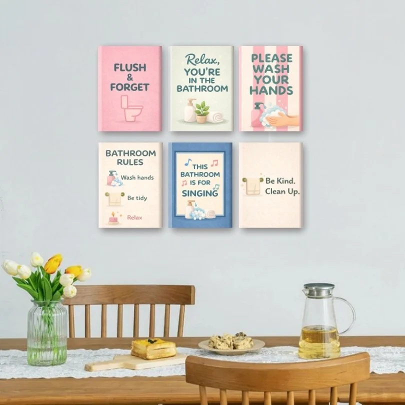 6 Mini Paintings - Bathroom Quotes Set - Image 2