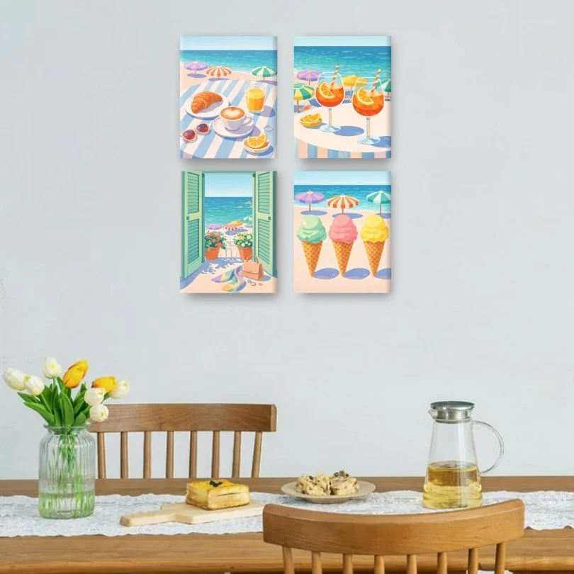 4 Mini Paintings - Beach & Summer Set - Image 2