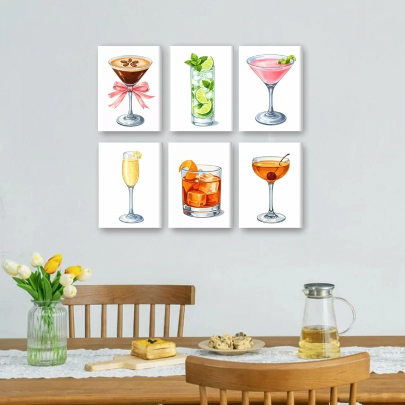 6 Mini Paintings - Beautiful Cocktail Set - Image 2