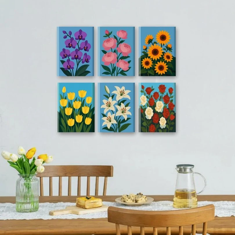 6 Mini Paintings - Beautiful Flowers Set - Image 2