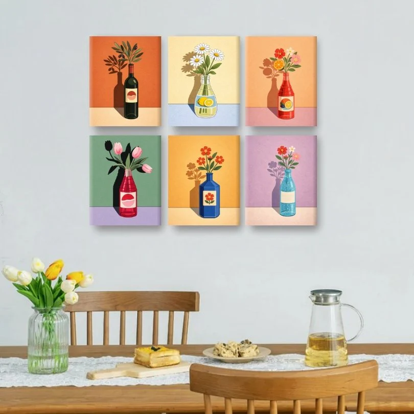 6 Mini Paintings - Blooming Bottles Set - Image 2