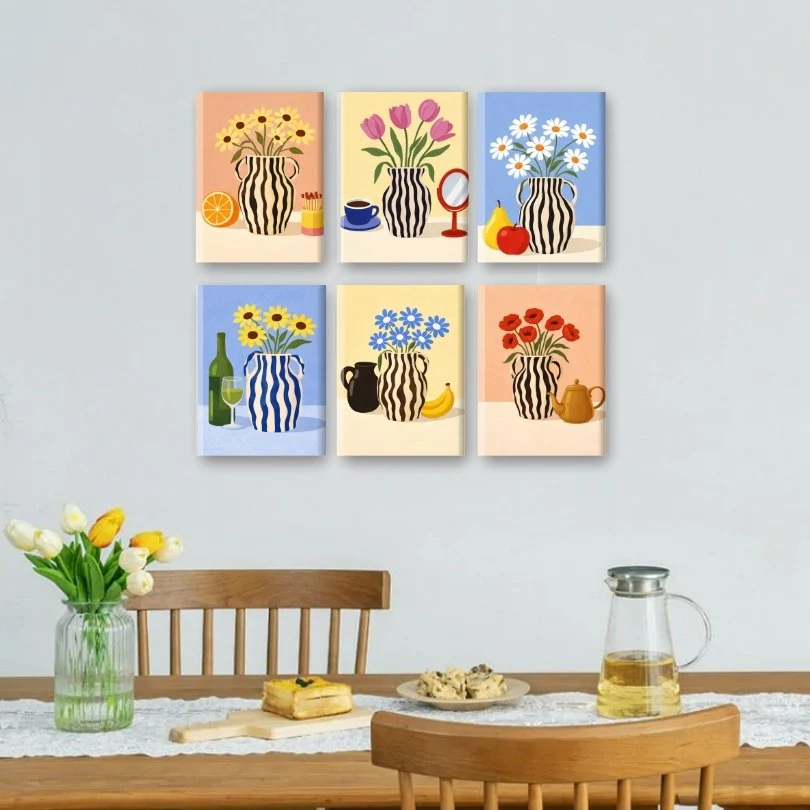 6 Mini Paintings - Blooming Vases Set - Image 2