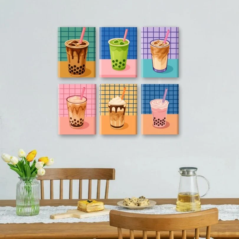 6 Mini Paintings - Boba Tea Set - Image 2