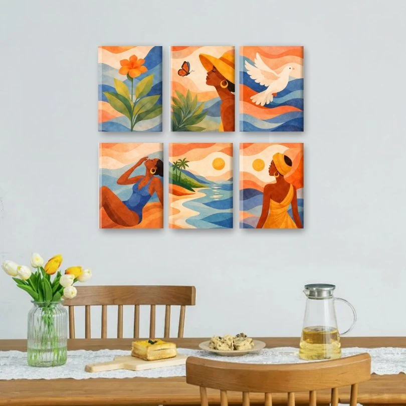 6 Mini Paintings - Boho Sunset Set - Image 2