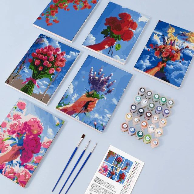 6 Mini Paintings - Bouquets in the Sky Set - Image 4