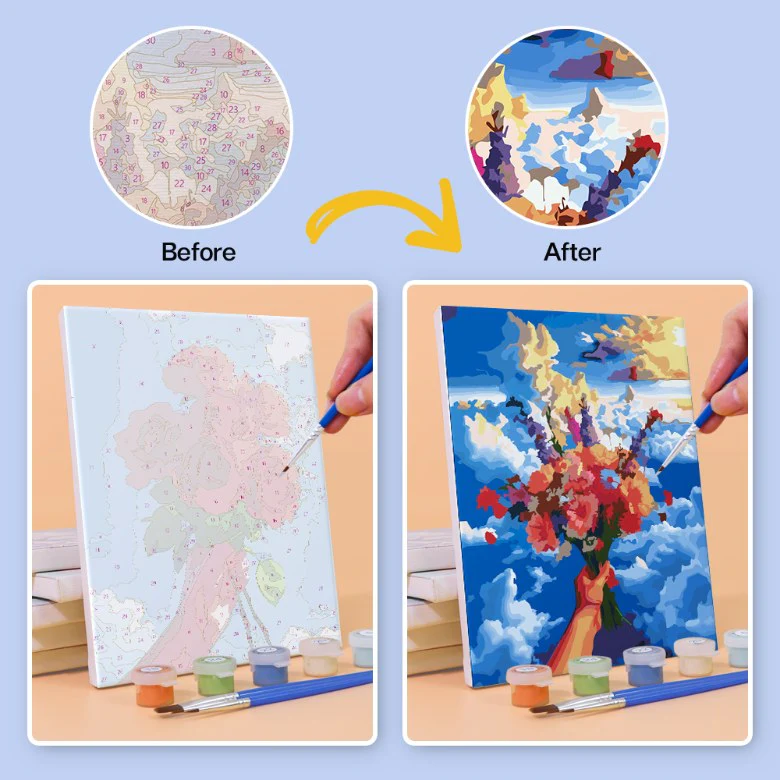 6 Mini Paintings - Bouquets in the Sky Set - Image 8