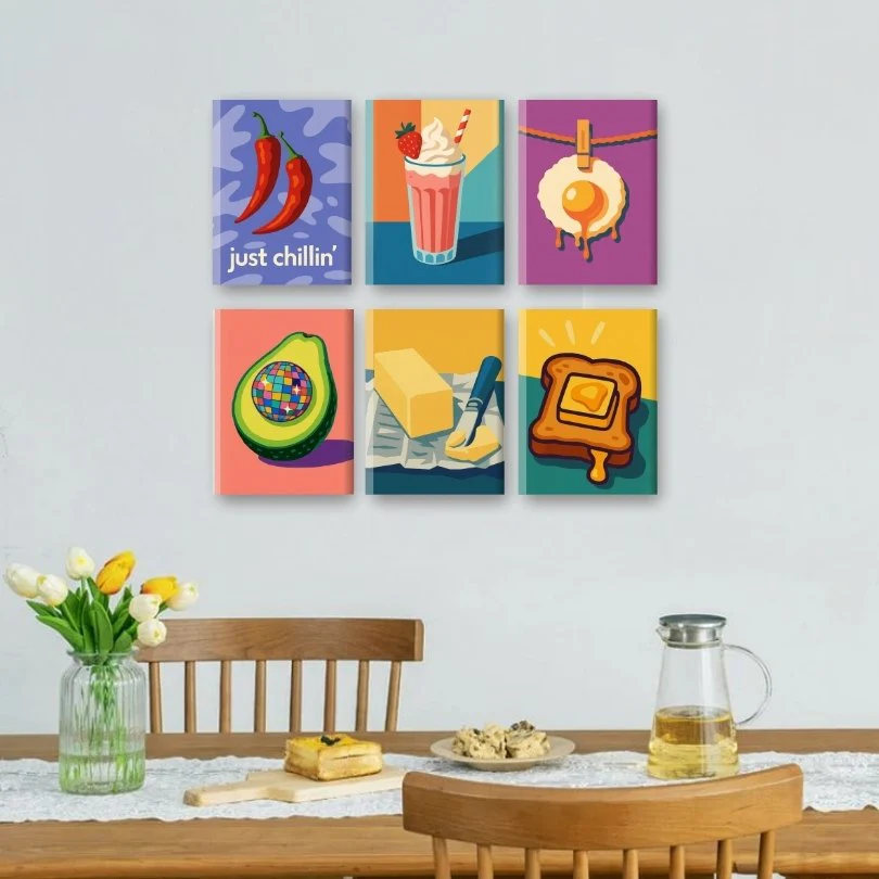 6 Mini Paintings - Breakfast Toast Set - Image 2