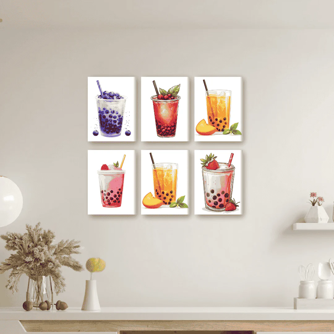 6 Mini Paintings - Bubble Tea Set - Image 2