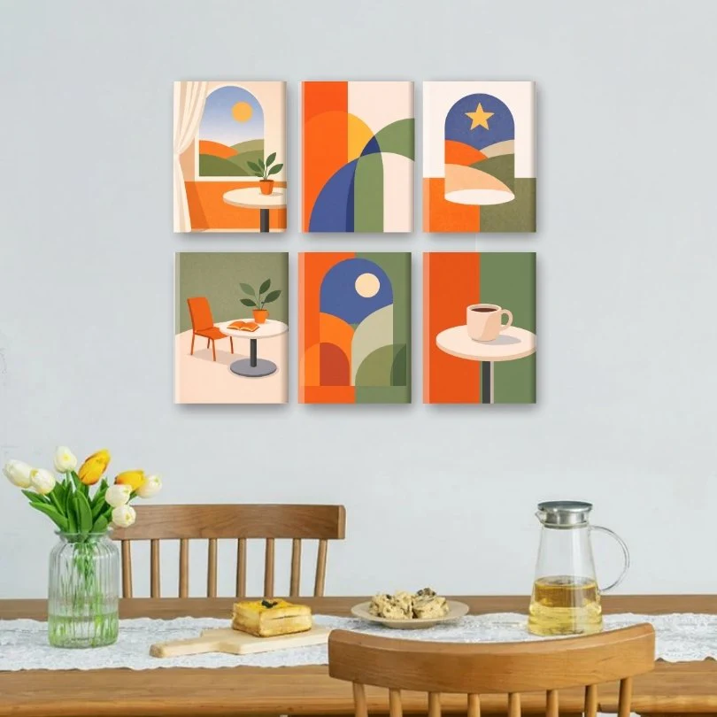 6 Mini Paintings - Calm Geometry Set - Image 2