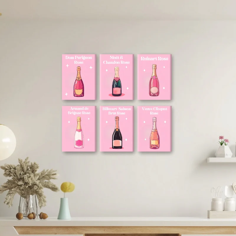 6 Mini Paintings - Champagne Rosé Set - Image 2