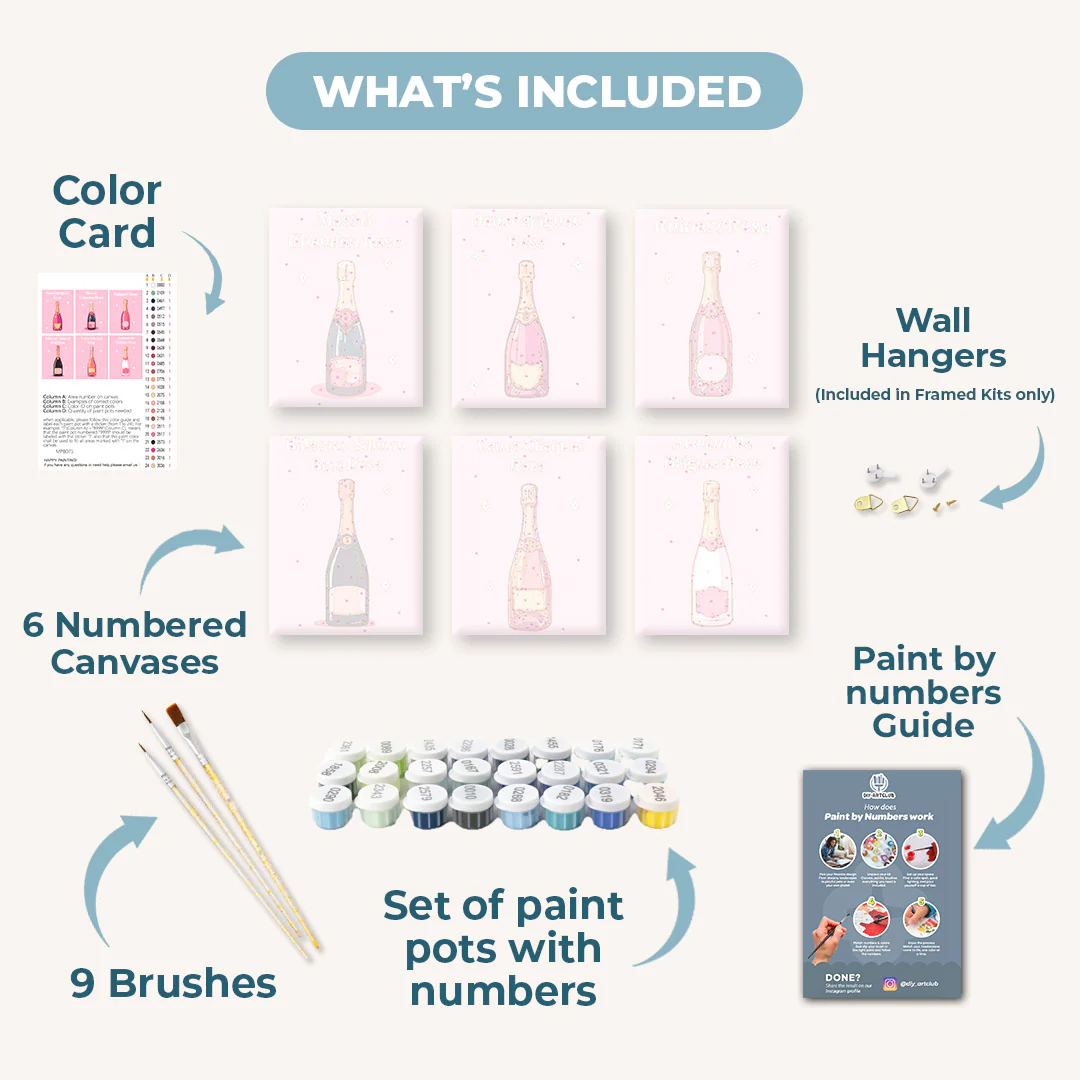6 Mini Paintings - Champagne Rosé Set - Image 3