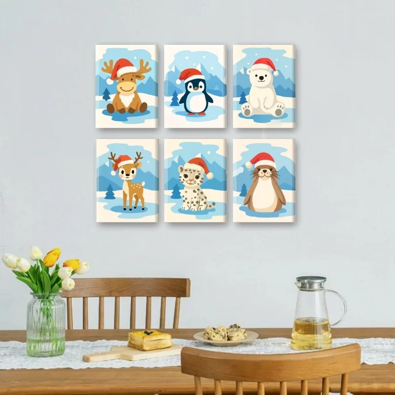 6 Mini Paintings - Christmas Animals Set - Image 2