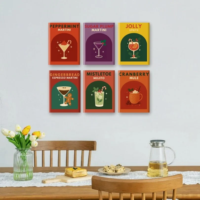6 Mini Paintings - Christmas Cocktails Set - Image 2