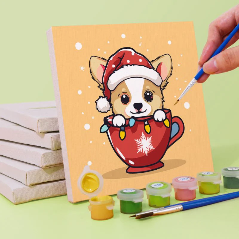 6 Mini Paintings - Christmas Dogs - Image 6
