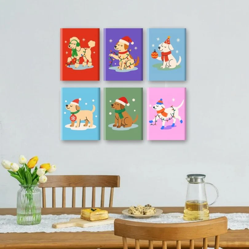 6 Mini Paintings - Christmas Dogs Set - Image 2
