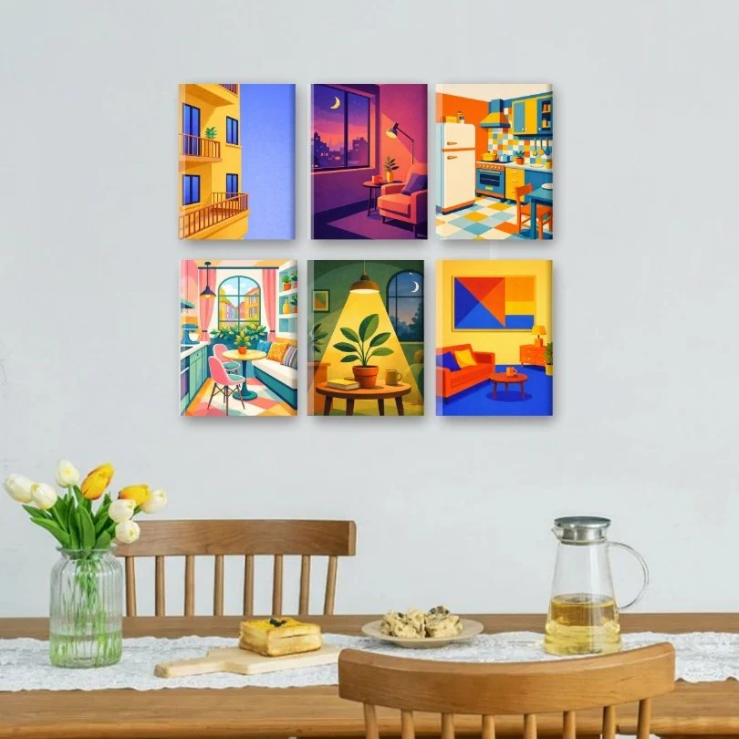 6 Mini Paintings - City Apartments Set - Image 2