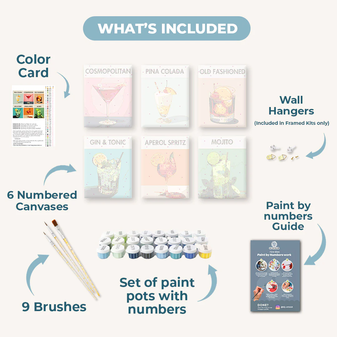 6 Mini Paintings - Cocktail Deluxe Set - Image 3