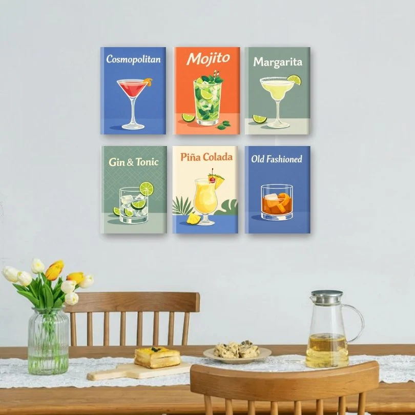 6 Mini Paintings - Cocktail Drinks Set - Image 2