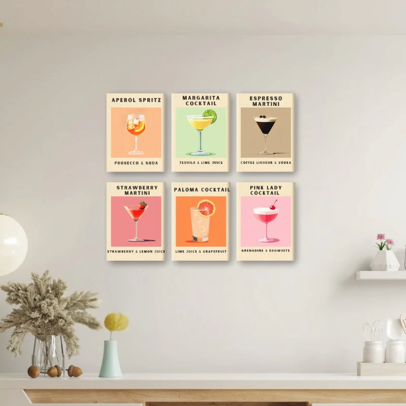 6 Mini Paintings - Cocktail Poster Set - Image 2