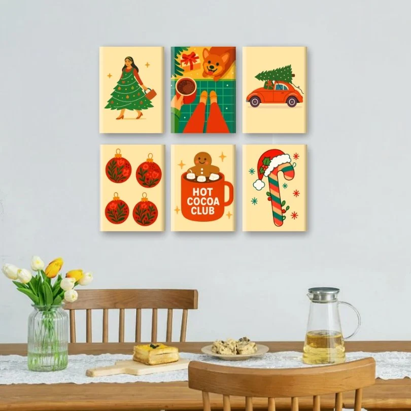 6 Mini Paintings | Cocoa & Christmas Set - Image 2