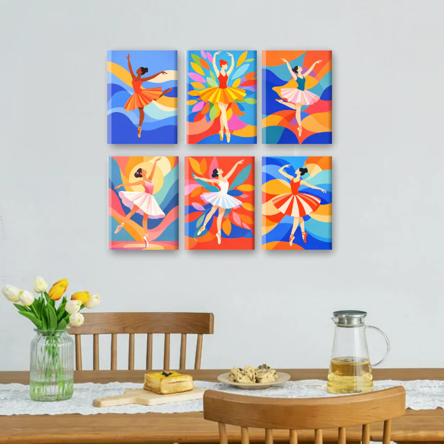 6 Mini Paintings - Colorful Ballerina Set - Image 2