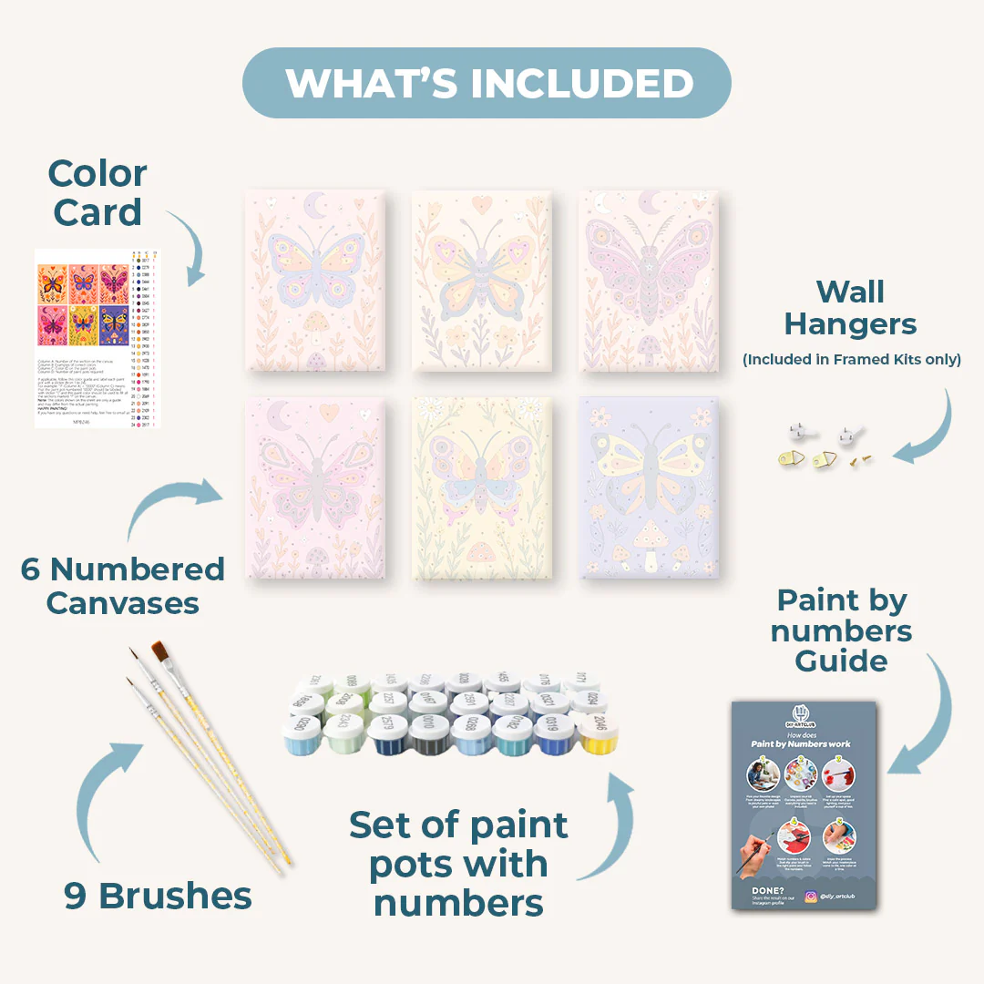 6 Mini Paintings - Colorful Butterflies Set - Image 3