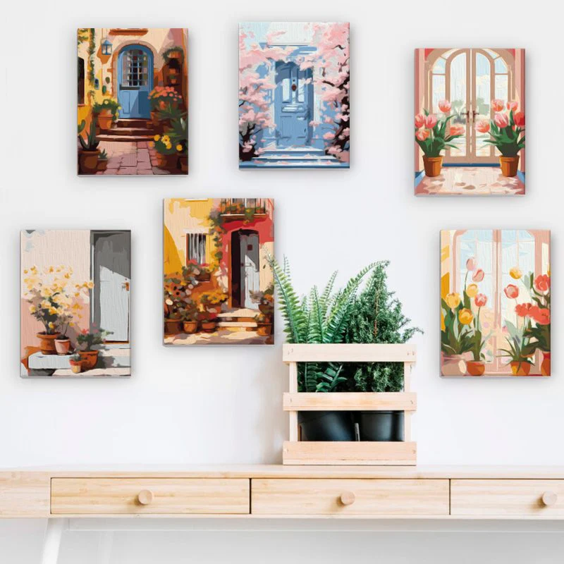 6 Mini Paintings - Colorful Doors Set - Image 11