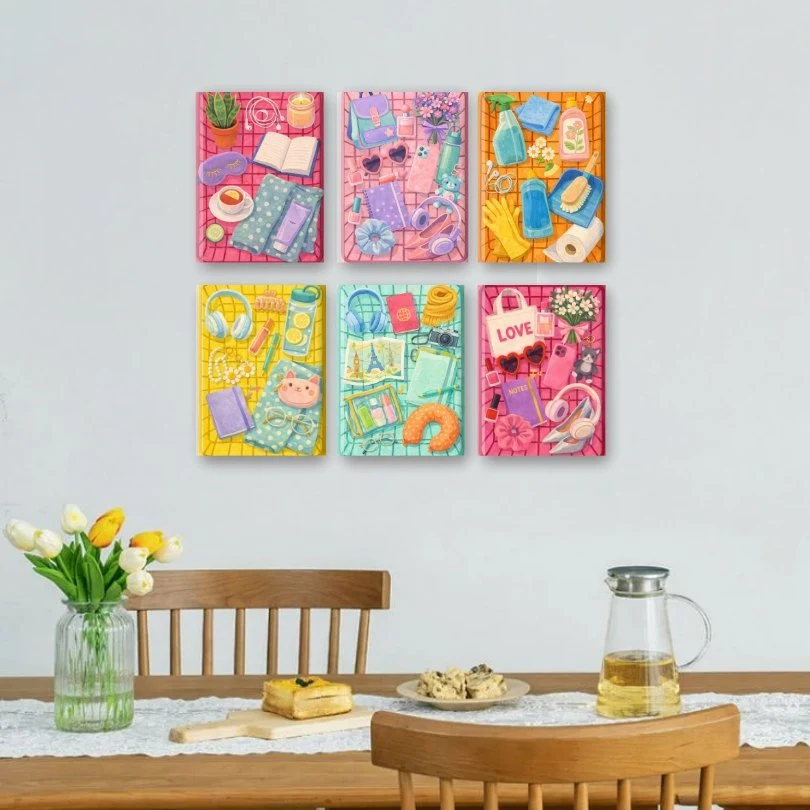 6 Mini Paintings - Colorful Essentials Set - Image 2