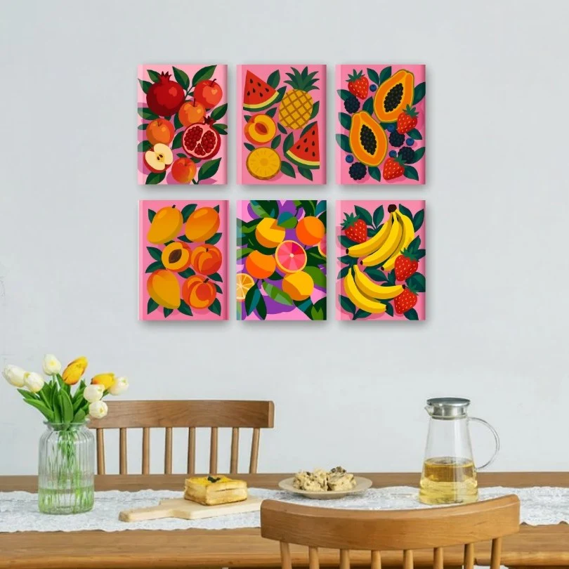 6 Mini Paintings - Colorful Fruit Set - Image 2